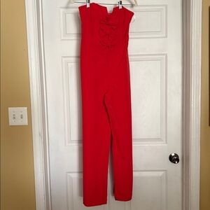 Lulu’s Red Strapless Jumpsuit